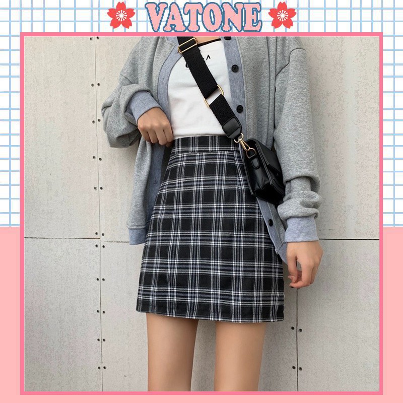 Chân váy chữ A kẻ eo cao Hàn Quốc thời trang trẻ trung CV03