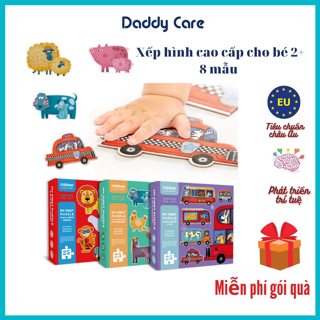 Đồ Chơi Xếp Hình Cho Bé Mideer My First Puzzle, Đồ Chơi ghép hình Phát Triển Trí Tuệ Cho Bé 2,3,4 Tuổi Nhiều Chủ Đề