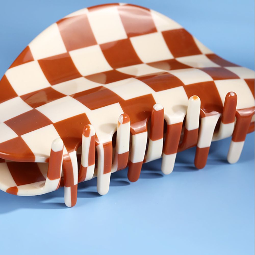 Kẹp tóc hình bán nguyệt họa tiết caro nhiều màu sắc xinh xắn cho nữ