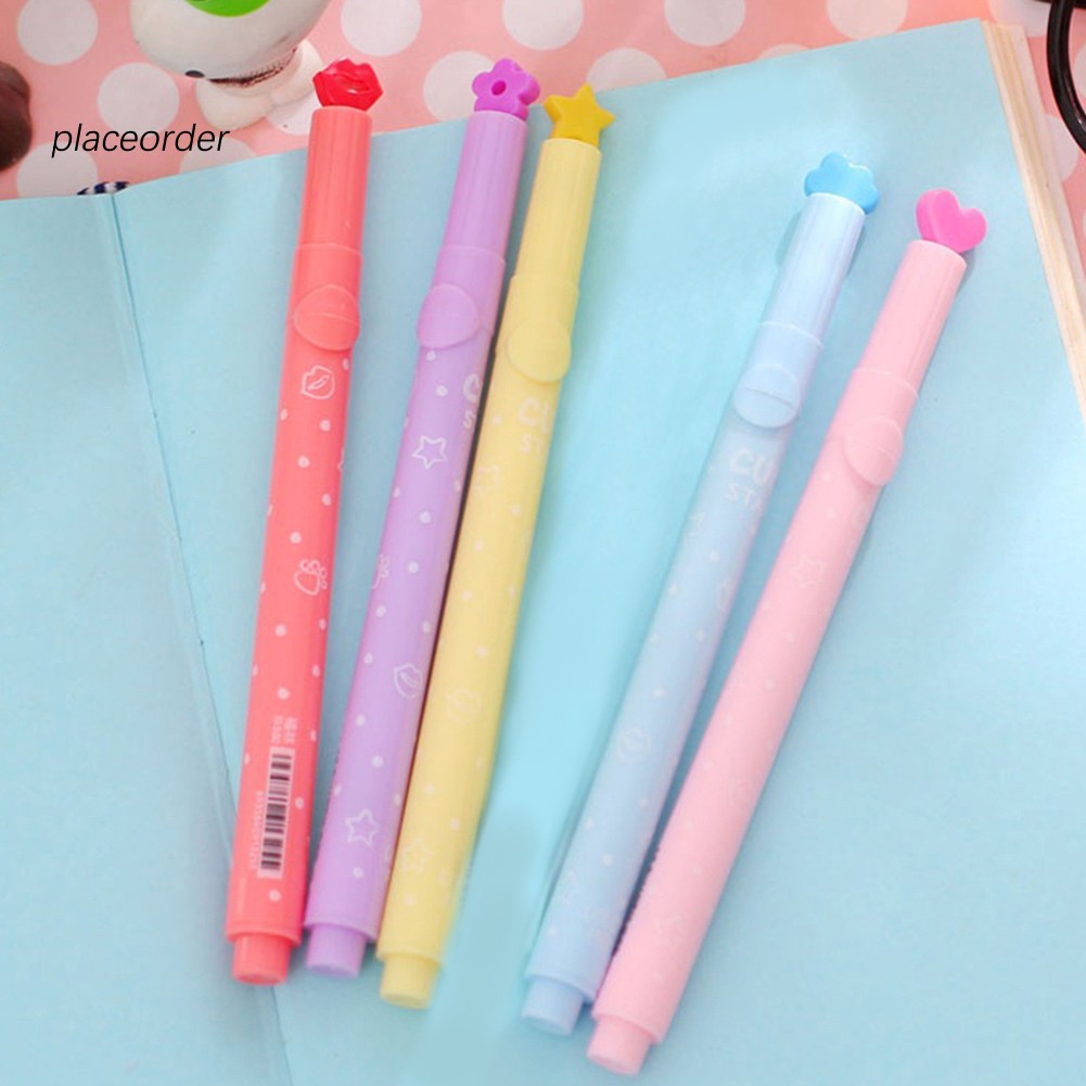 6Pcs Cute Candy Color Stamp Highlighters Pen Creative Marking Pen Stationery