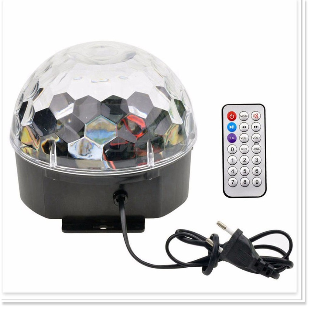 Đèn LED Quả Cầu Cảm Ứng Xoay Pha Lê 7 Màu Nhấp Nháy Theo Nhạc - Đèn vũ trường cảm ứng 7 màu cao cấp SIZE TO