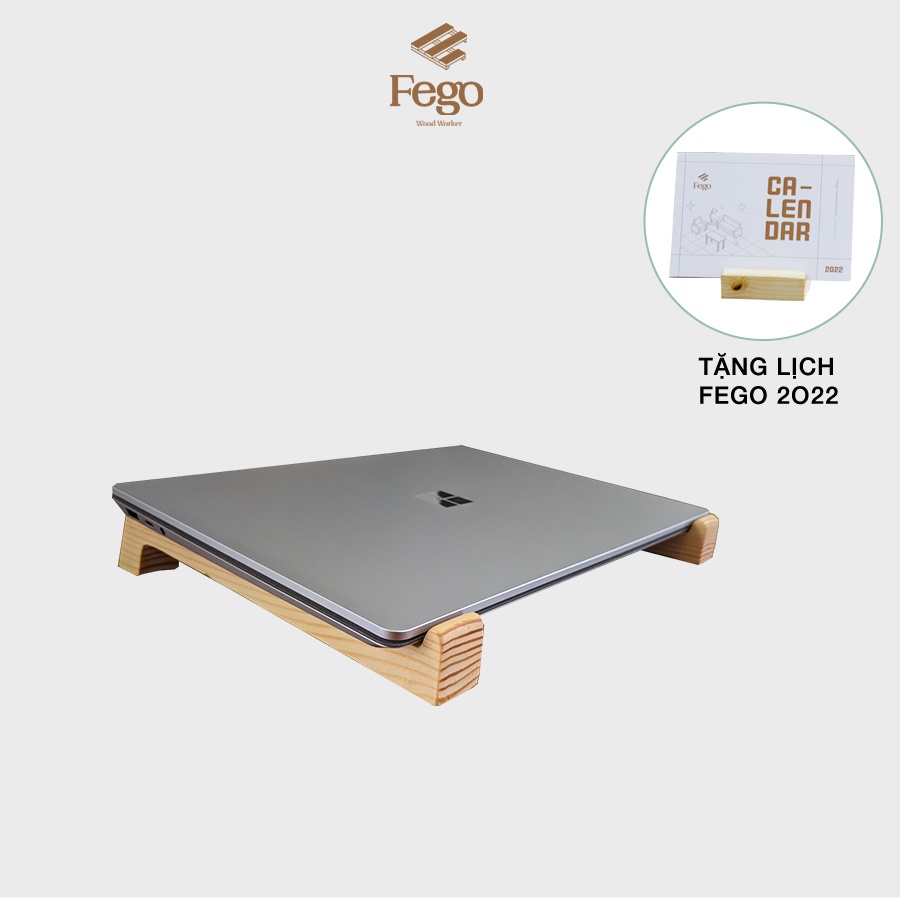 Giá đỡ laptop FEGO chân kê tản nhiệt chống trượt cho máy tính xách tay bằng gỗ