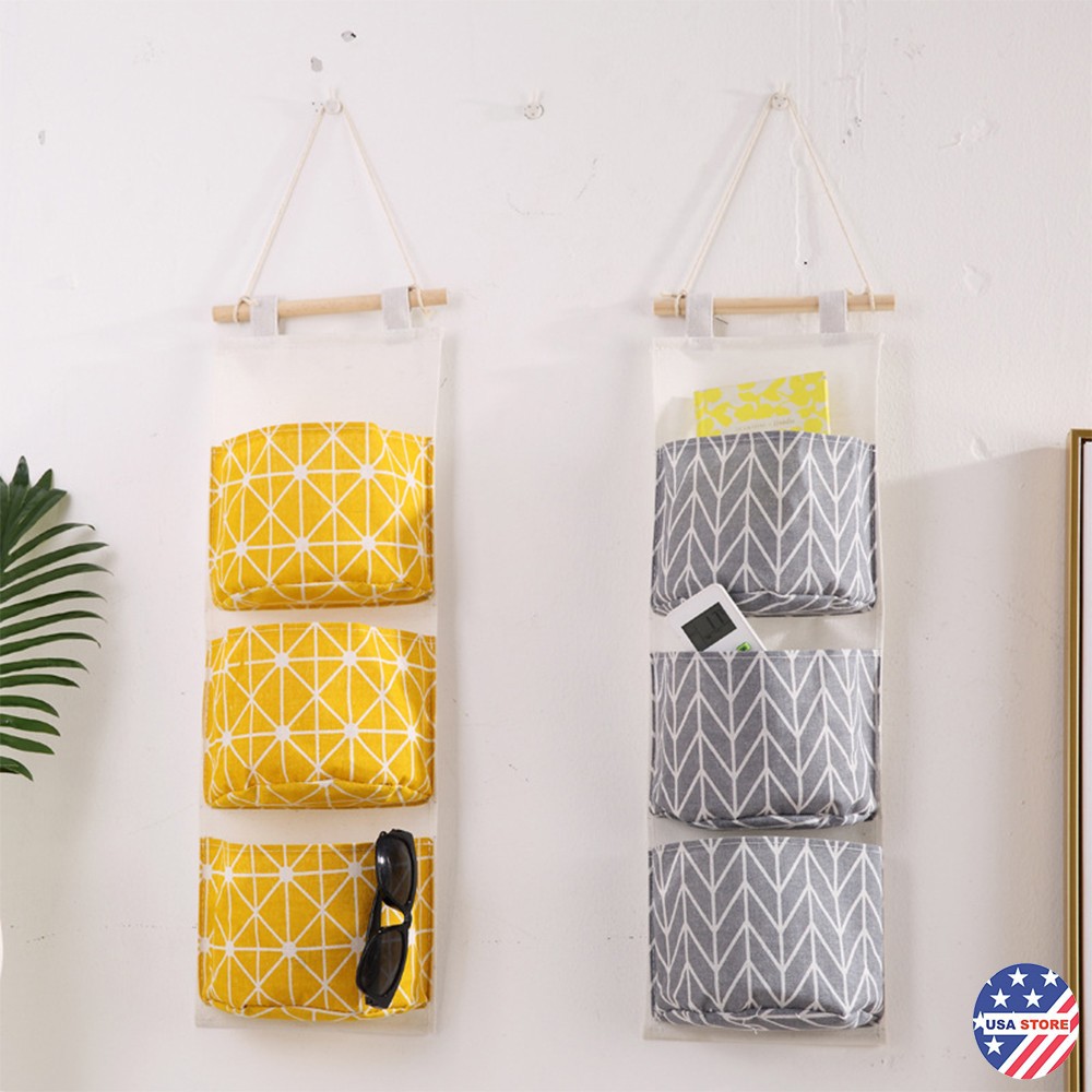 (Video Review) Túi Vải Treo Tường 3 TẦNG DÉCOR Lúa Mạch - Giỏ Đựng Đồ Nhiều Ngăn Trang Trí (Chọn Màu)