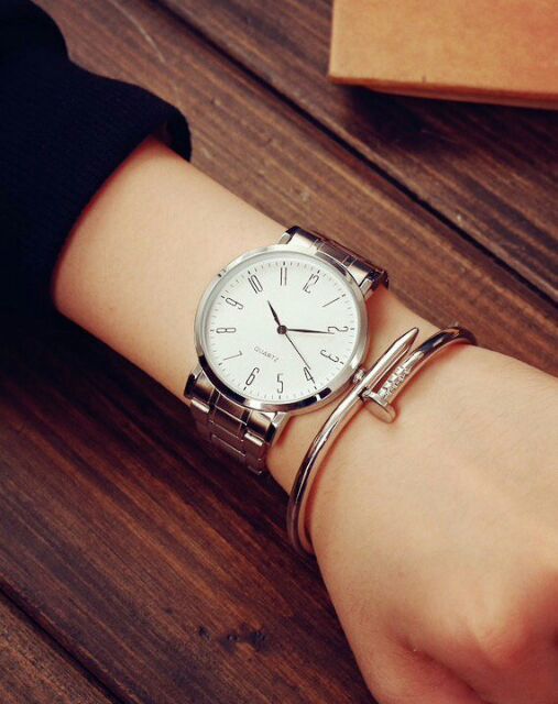 Đồng hồ hàn quốc nam thanh lịch dây inox thời trang trẻ