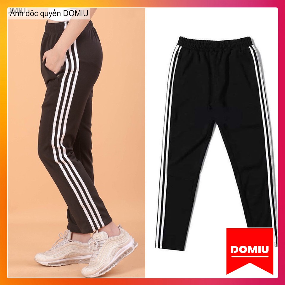 Quần Thể Thao Nam Nữ Dài 3 Sọc Ống Xuông