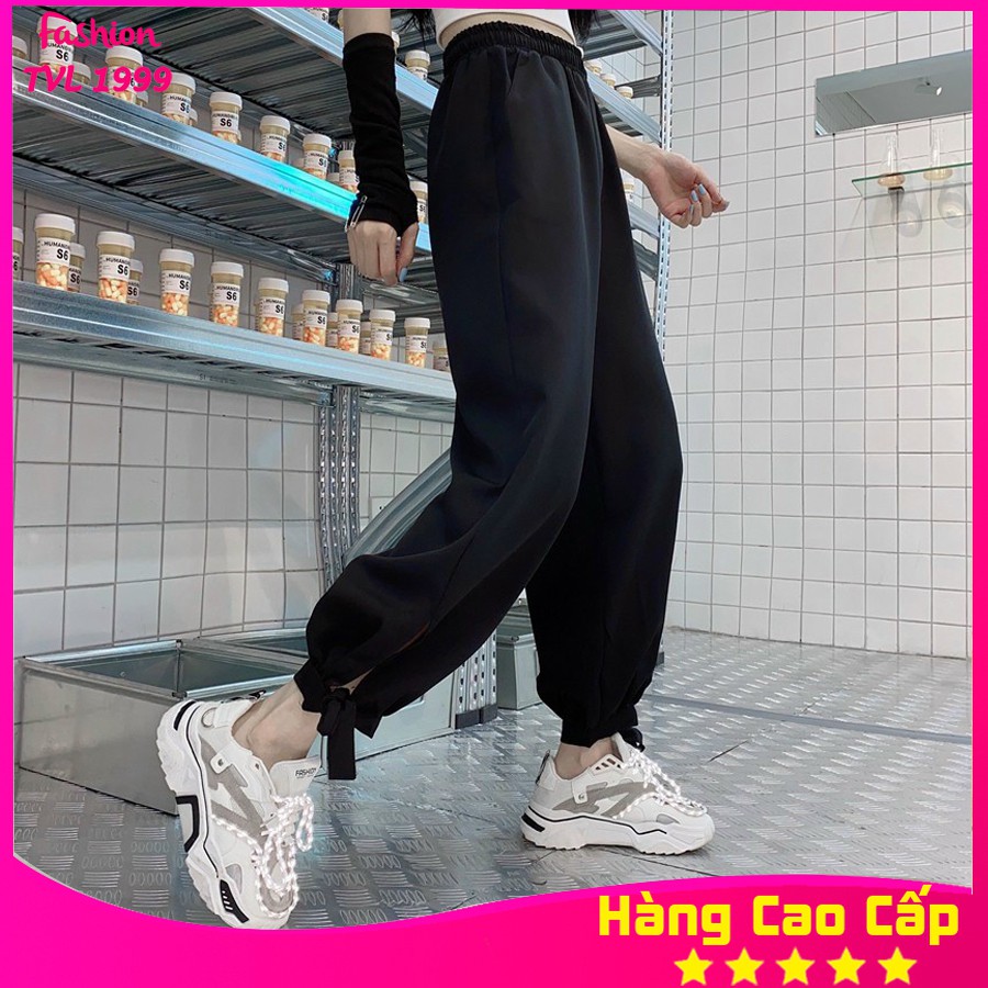 Quần ống rộng nữ TVL1999 kiểu dáng quần jogger cá tính gấu thắt nơ siêu đáng yêu