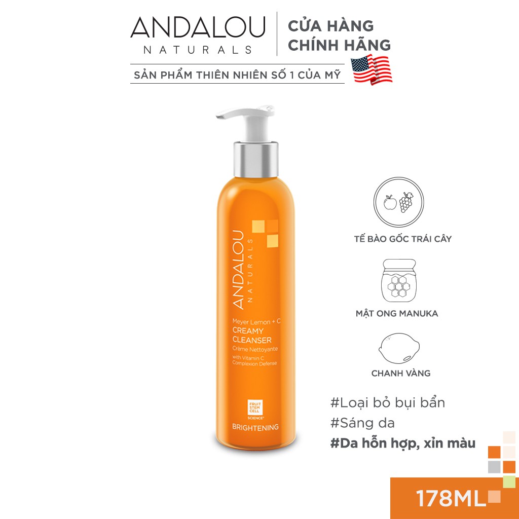 Kem Rửa Mặt Làm Sáng Da Meyer Andalou Naturals Brightening Meyer Lemon Creamy Cleanser 178ml