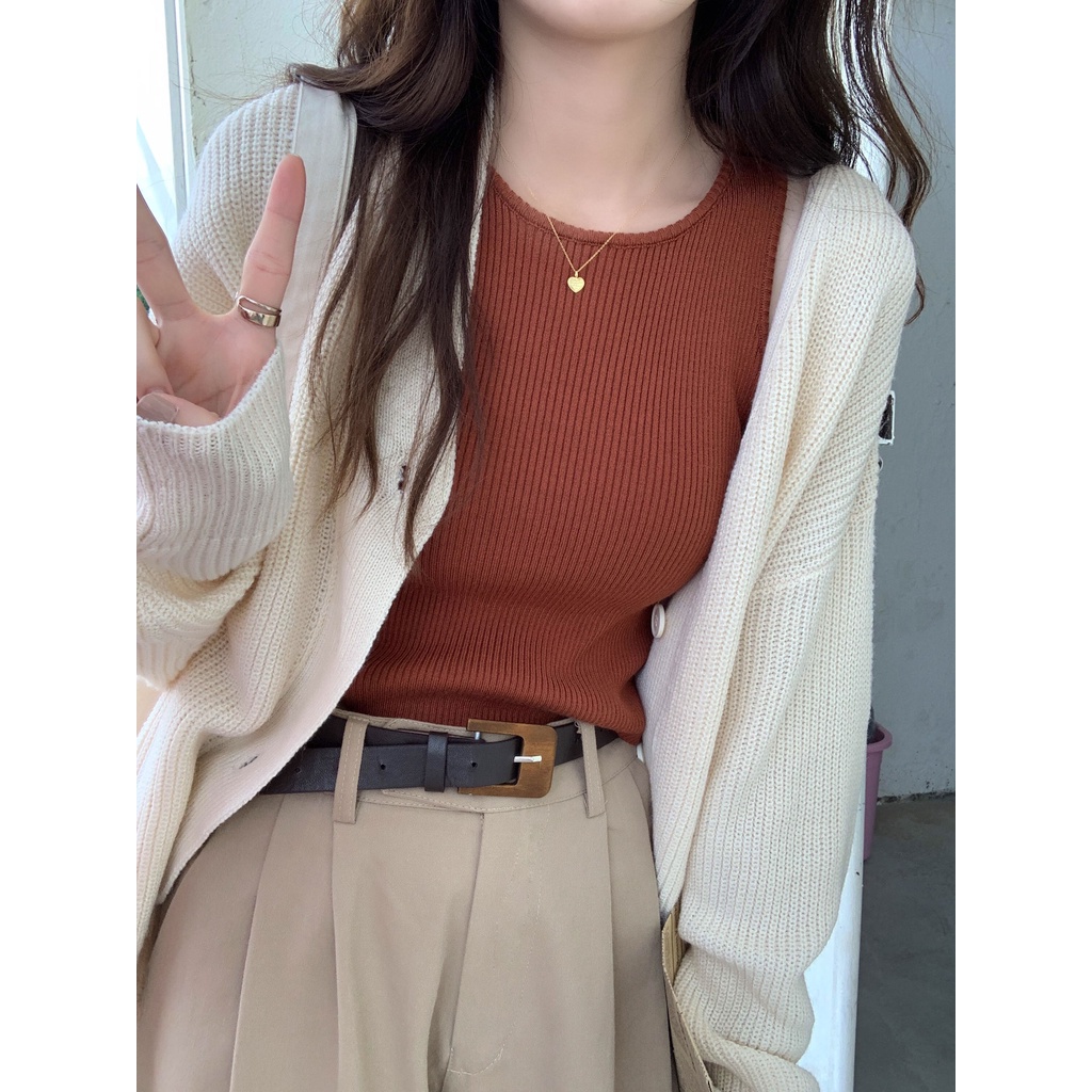 Áo sát nách họa tiết kẻ sọc ngang / màu trơn cá tính hợp thời trang 46343