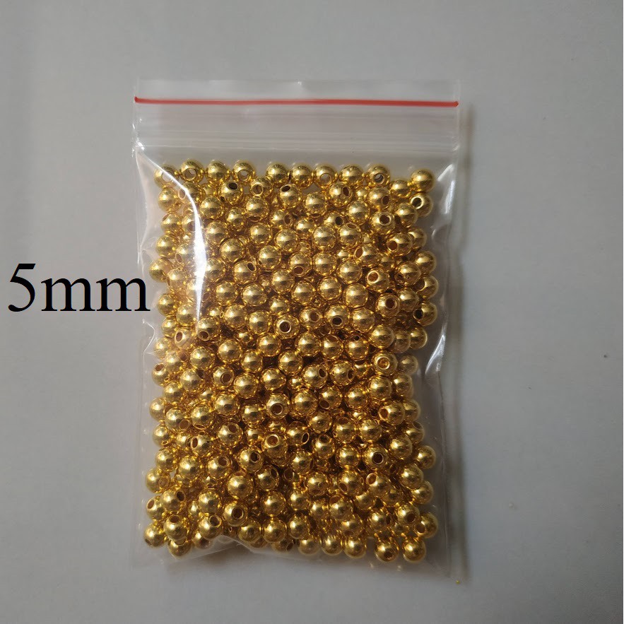 25gr hạt cườm tròn, hạt bẹt xi mạ vàng size 3-4-5 mm