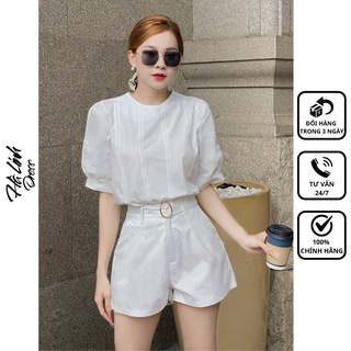 Set Áo Quần Kaki Kèm Belt Nude Trắng - Chất Vải Kaki Mềm Mát