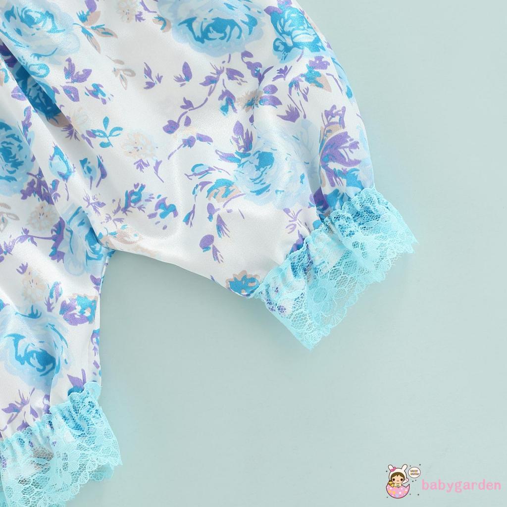 Bộ Áo Liền Quần Hai Dây Phối Ren Hoa Cho Bé Gái 0-18 Tháng Tuổi