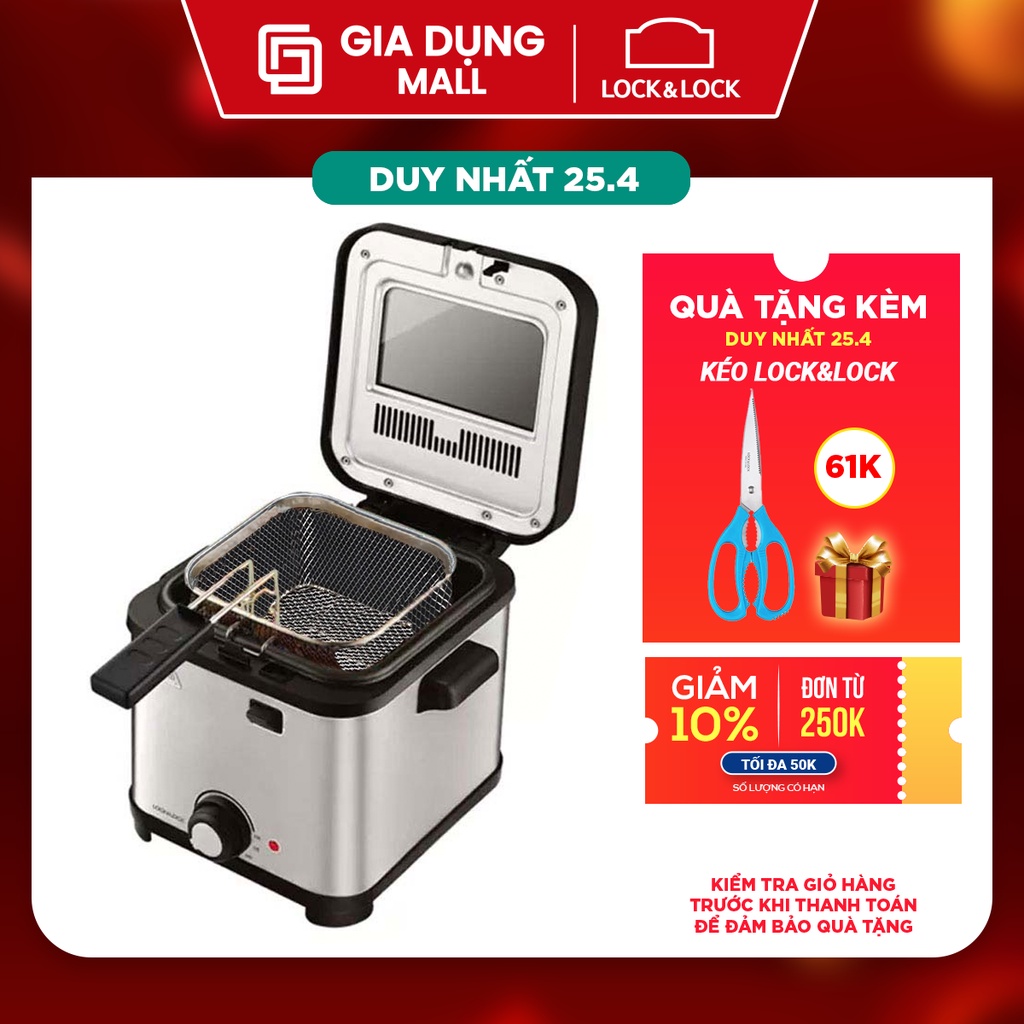 Nồi chiên ngập dầu Lock&amp;Lock Deep Fryer EJF716SLV - Giadungmall