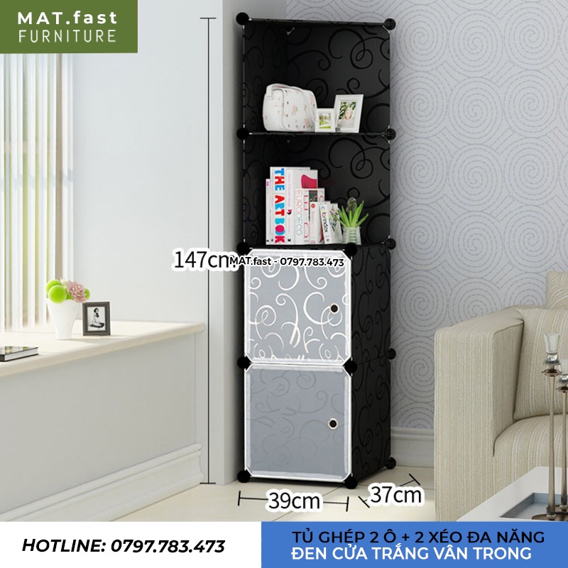 TỦ NHỰA LẮP GHÉP 2 Ô VÀ 2 KỆ GÓC