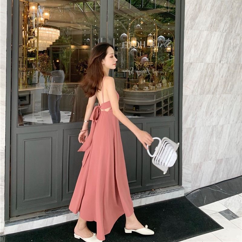 Đầm Hai Dây Dáng Dài Phong Cách Retro Thời Trang Xuân Hè Mới Cho Nữ