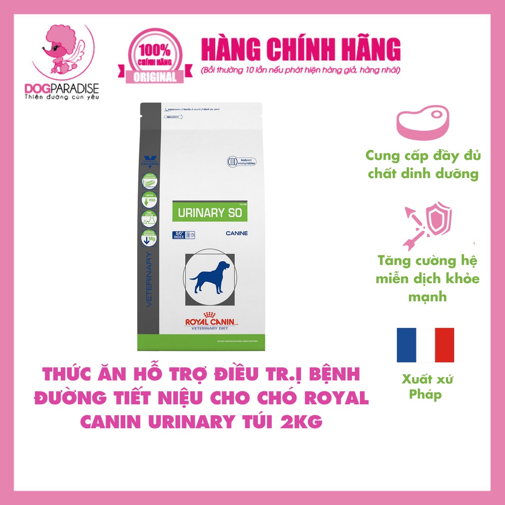 Thức ăn hỗ trợ điều tr.ị bệnh đường tiết niệu cho chó Royal Canin Urinary túi 2kg - Dog Paradise