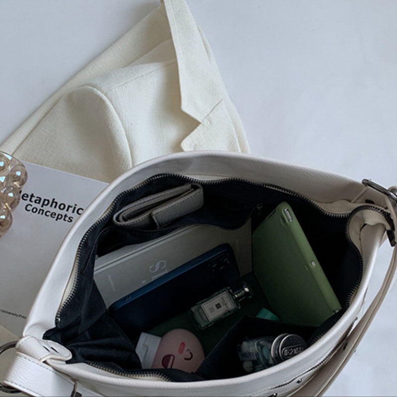 Túi Đeo Vai Cỡ Lớn Màu Đen Có Khóa Kéo Thời Trang Cho Nữ