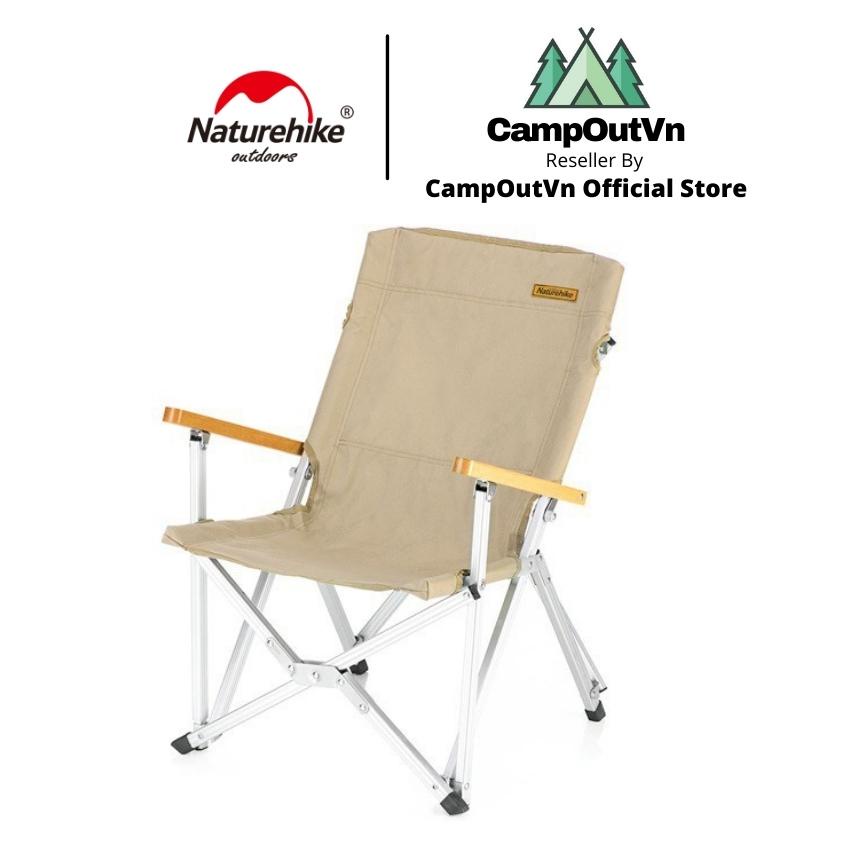 Ghế cắm trại naturehike campoutvn du lịch dã ngoại ghế gấp đen lưng tựa A030
