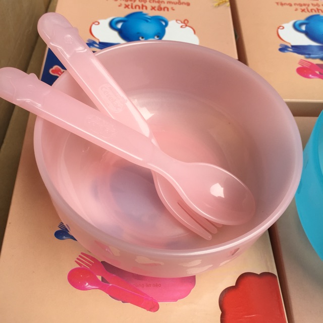 Set bát, thìa, dĩa ăn dặm cho bé (nhựa trong an toàn)