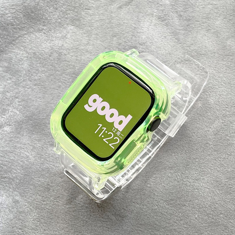 Dây Đeo Đồng Hồ 2 Trong 1 Bằng Silicone Mềm Màu Gradient Cho iWatch 45mm 44mm 40mm 41mm 42mm 38mm iWatch series 7 6 SE 5 4 3 2 1