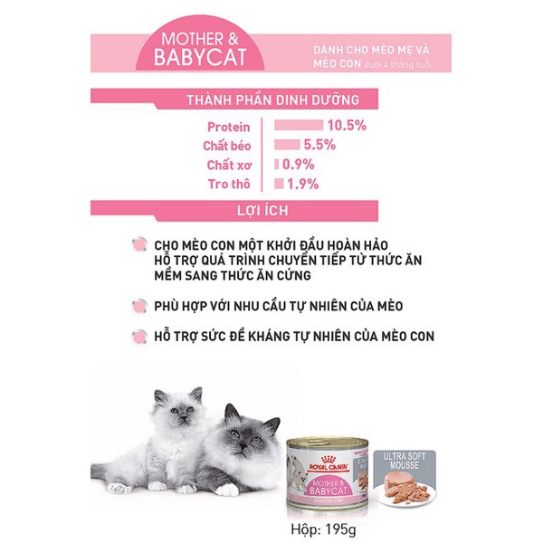 Pate mèo mẹ và mèo con Royal Canin Mother &amp; BabyCat 195g