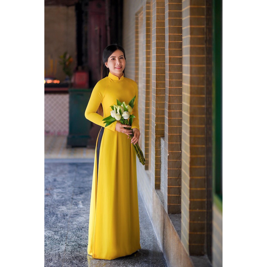 Áo Dài 4 Tà - Màu Vàng Nghệ  - Chất Liệu Chiffon Cao Cấp - Hỗ Trợ 1 Đổi 1 - Hàng Đủ Size