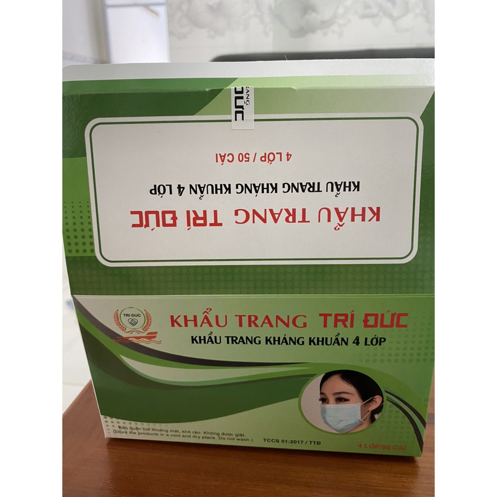 Khẩu Trang Y Tế Trí Đức Cao Cấp Loại 4 Lớp - hộp 50 cái chuẩn công ty