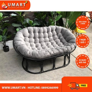 Hàng Cao Cấp Ghế lười nệm đôi thư giãn, đọc sách Papasan khung sắt mây nhựa - Giá Tại Xưởng