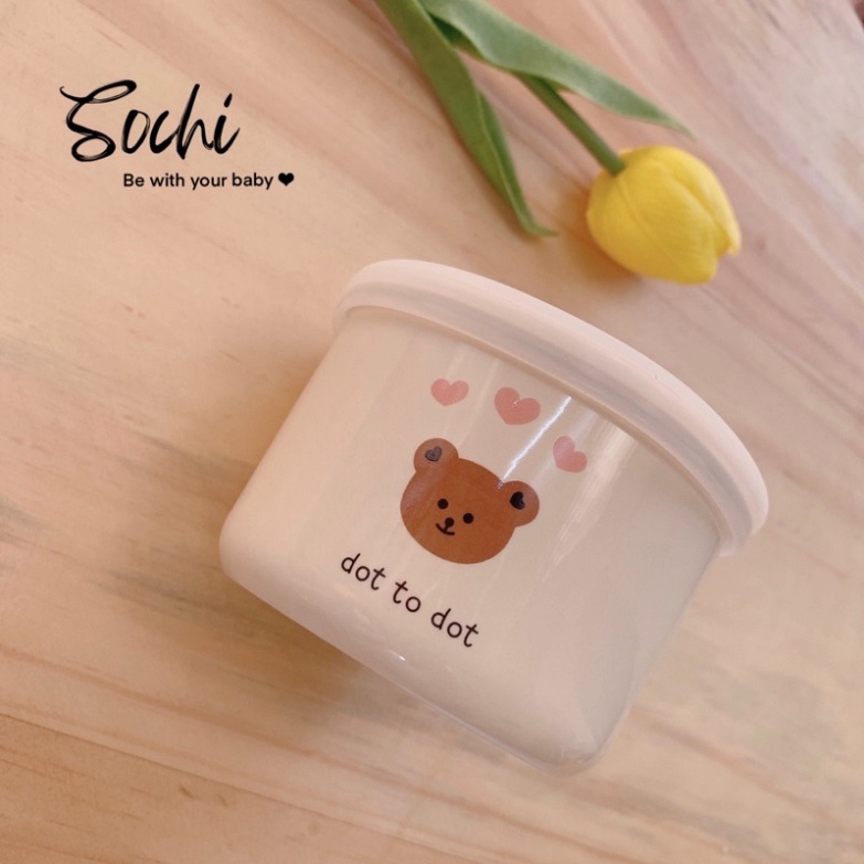 Hũ trữ thức ăn cho bé bằng sứ cao cấp phong cách Hàn Quốc