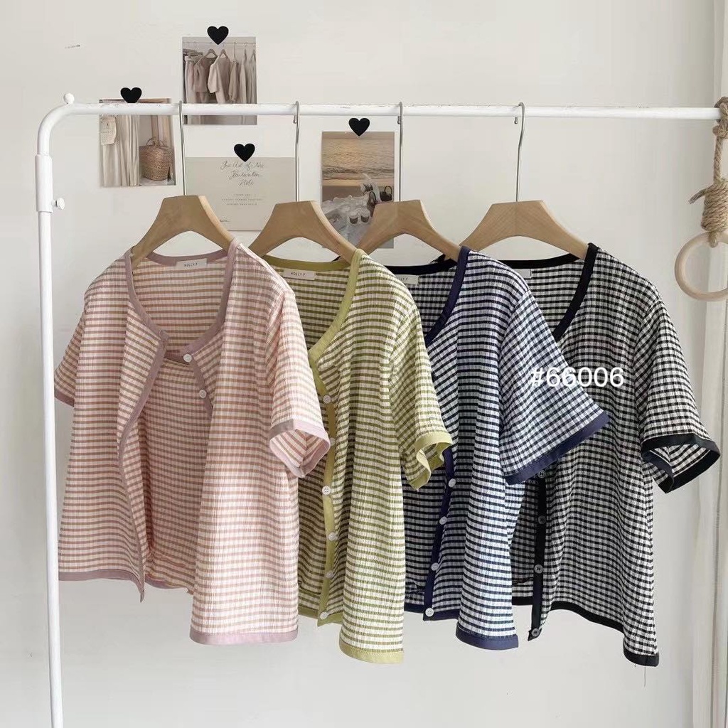 Set áo dây + cardigan crop sọc