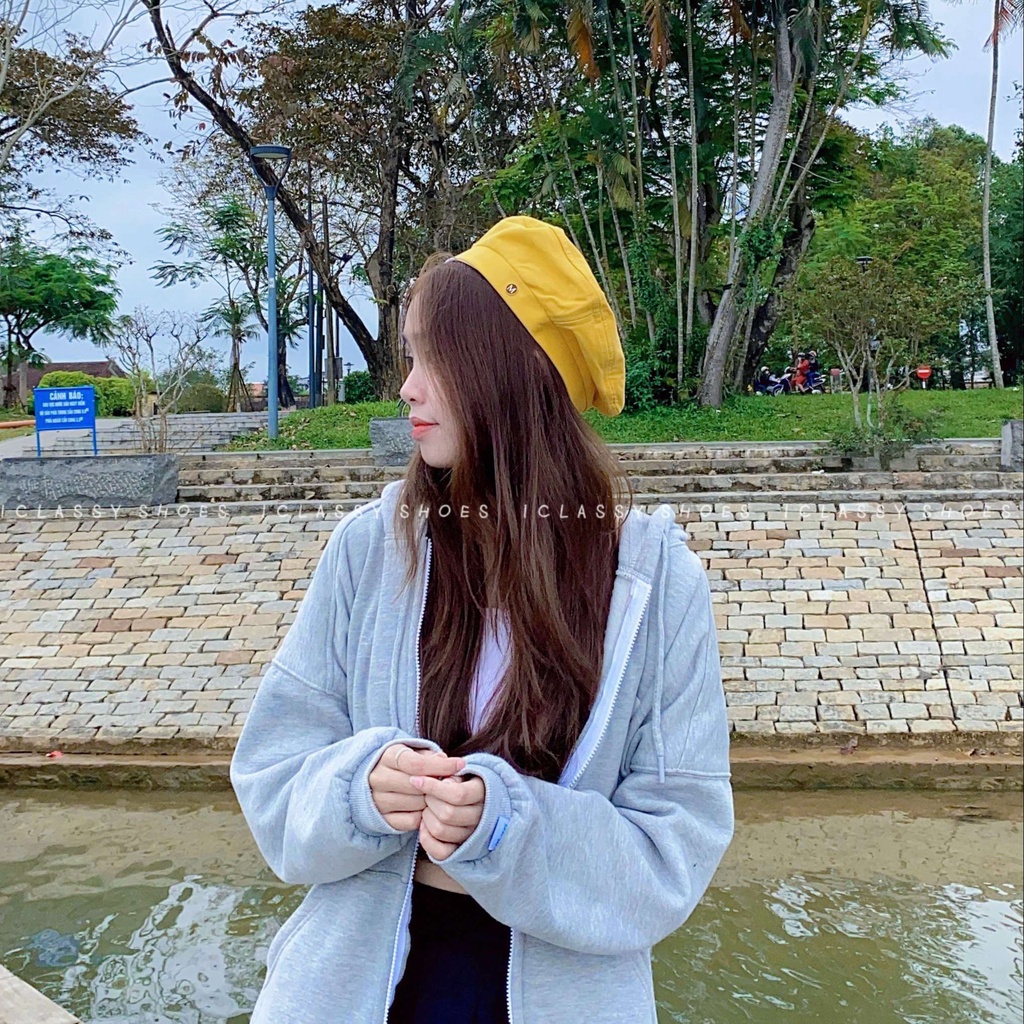 Mũ Nồi Ulzzang Unisex Trơn Họa Tiết Chữ M Phong Cách Retro Vải Bông Polyester Vintage, Hàn Quốc - Iclassy_shoes