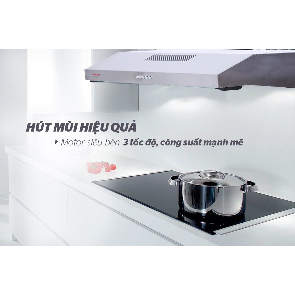 Máy hút mùi nhà bếp cao cấp vỏ INOX SUNHOUSE SHB6118I an toàn tiết kiệm điện