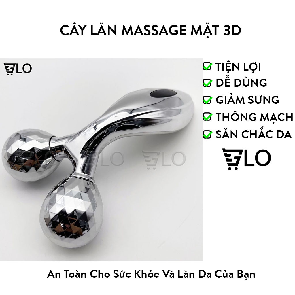 Cây Lăn Massage Mặt 3D Loại Lớn - Mát Xa Đẹp Da, Tạo Cằm V-Line, Thon Gọn Đùi, Giảm Mỡ Bụng