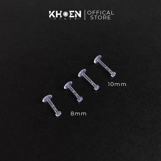 (1 Chiếc) Khuyên chân dẹp trong suốt đầu cài - Nhựa sinh học - Khoen Store