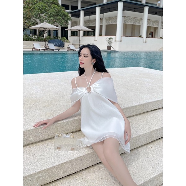 MOIRÉ - Váy suông trắng tay nơ AIMEE DRESS