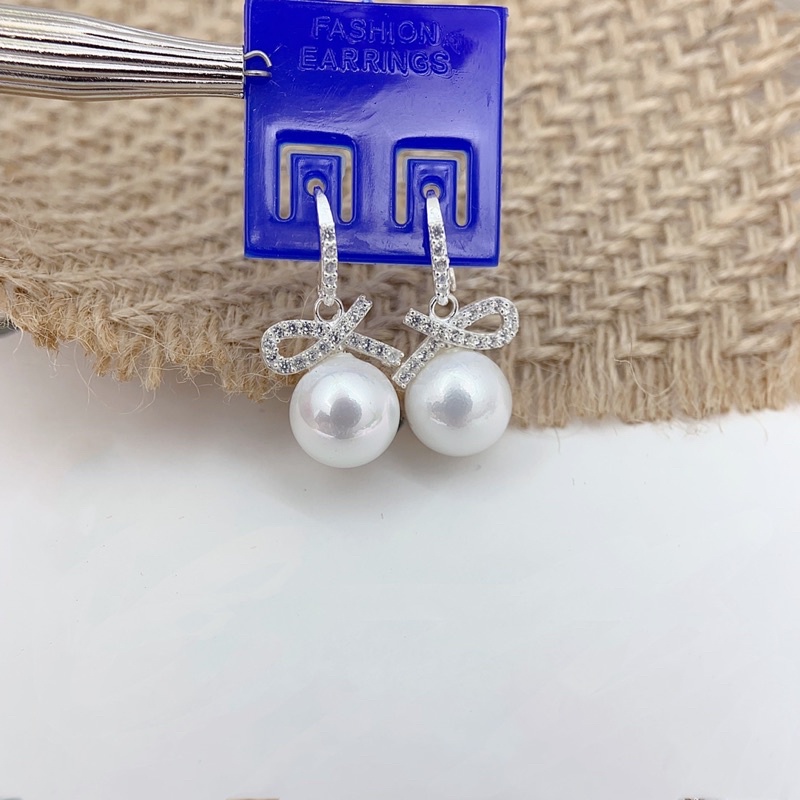 Bông tai bạc nữ thật hạt trai nhân tạo có nơ DaLiA Jewelry khuyên tai bạc cao cấp 925 sang trọng quý phái