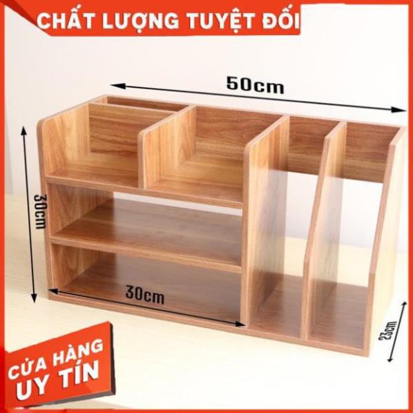 Kệ để hồ sơ văn phòng tiện lợi, kệ sách để bàn nhỏ gọn gỗ MDF chống ẩm cao cấp( tặng kèm tua vit)
