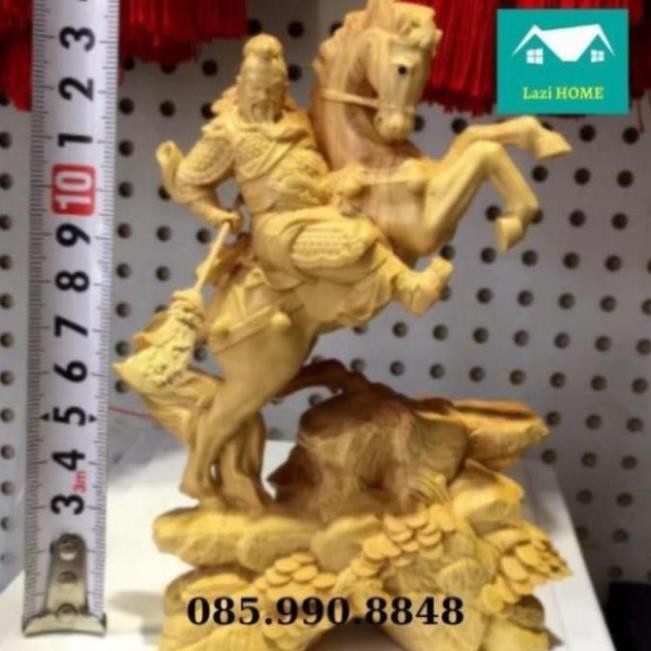 Tượng trang trí gỗ Hoàng Dương cao cấp, tượng phật phong thủy -M17 Quan Công cưỡi ngựa . . .. . .
