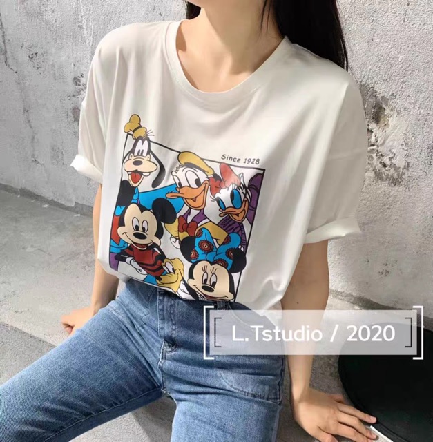 Áo Thun Nữ FREESHIPÁo Phông Nữ Mickey Form Rộng-Áo Thun Cotton Hàng Quảng Châu Chất Đẹp