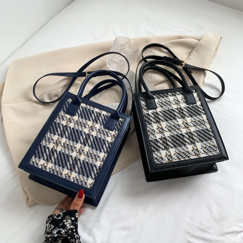 Túi đeo chéo IELGY cỡ lớn kẻ sọc caro cổ điển thời trang cho nữ