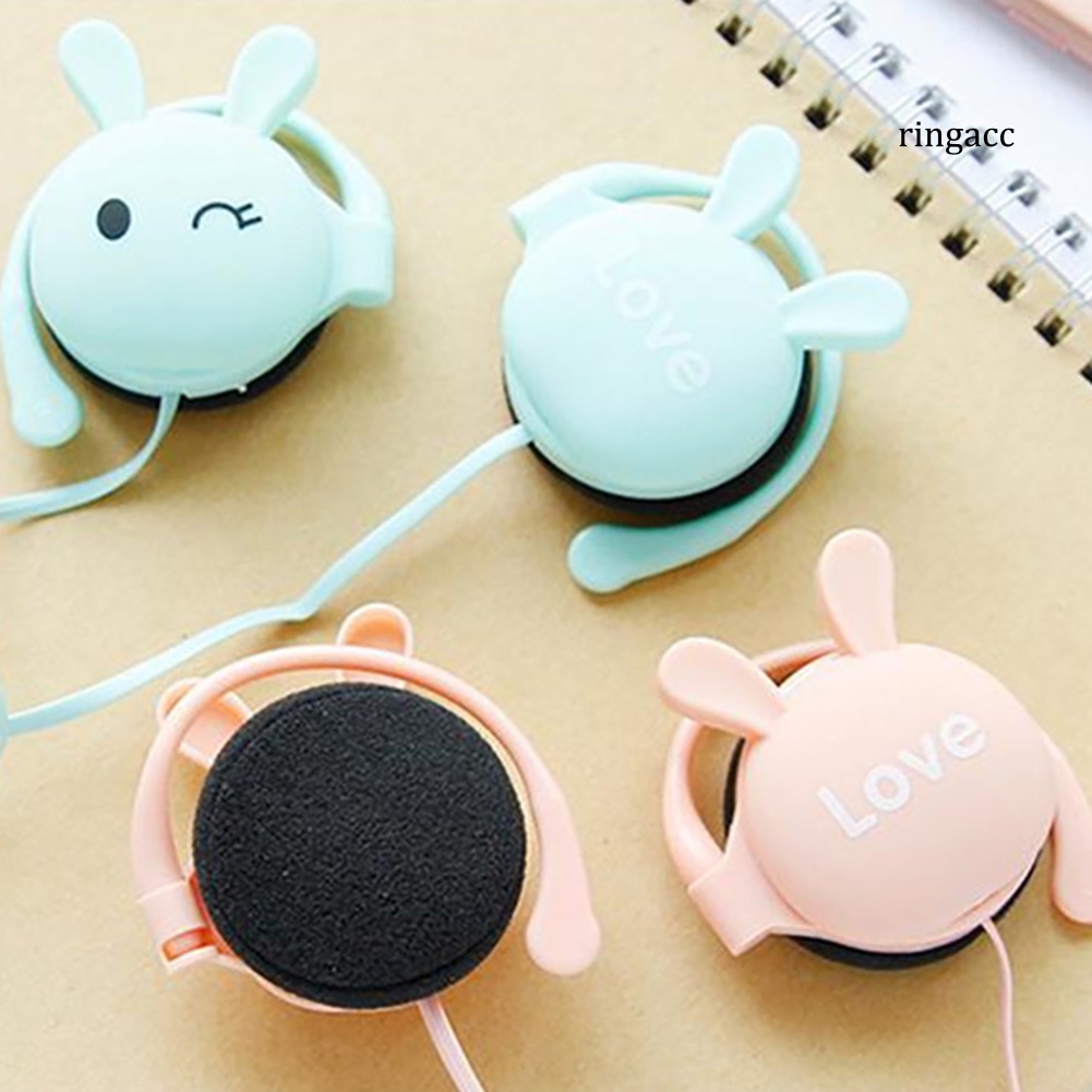 Tai nghe dạng móc vành tai hình tai thỏ dễ thương giắc 3.5mm