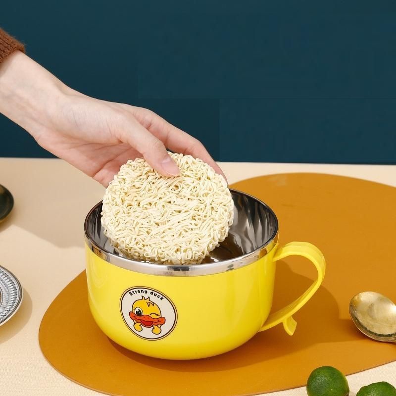 [Vượt Qua Khốn Khó] Ca Đựng Mỳ Giữ Nóng Inox 304 Tô khuấy Bột Ăn Dặm Hình Vịt Vàng Cho Bé