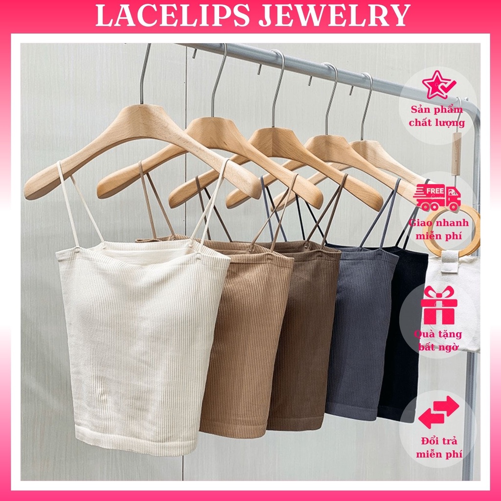 Áo Bra Nữ Quây Tăm 2 Dây Dáng Dài Có Mút Ngực Gam Màu Pastel Quyến Rũ LACELIPS