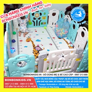 ( SALE OFF CŨI NHỰA 1M6X2M ) Quây cũi nhựa cho bé - Quây bóng trẻ em ( Tặng kèm Thảm+100 bóng+ giỏ đựng bóng)