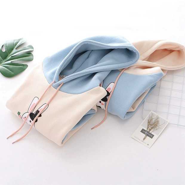 Áo Khoác Hoodie Nỉ Thời Trang Nữ In Hình Thỏ Cầm Củ Cải❤️FREESHIP❤️ | BigBuy360 - bigbuy360.vn