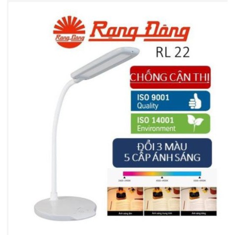 Đèn Bàn Cảm Ứng LED Rạng Đông - 6W - RD-RL-22.LED - 3 Nhiệt Độ Màu, 5 Mức Sáng