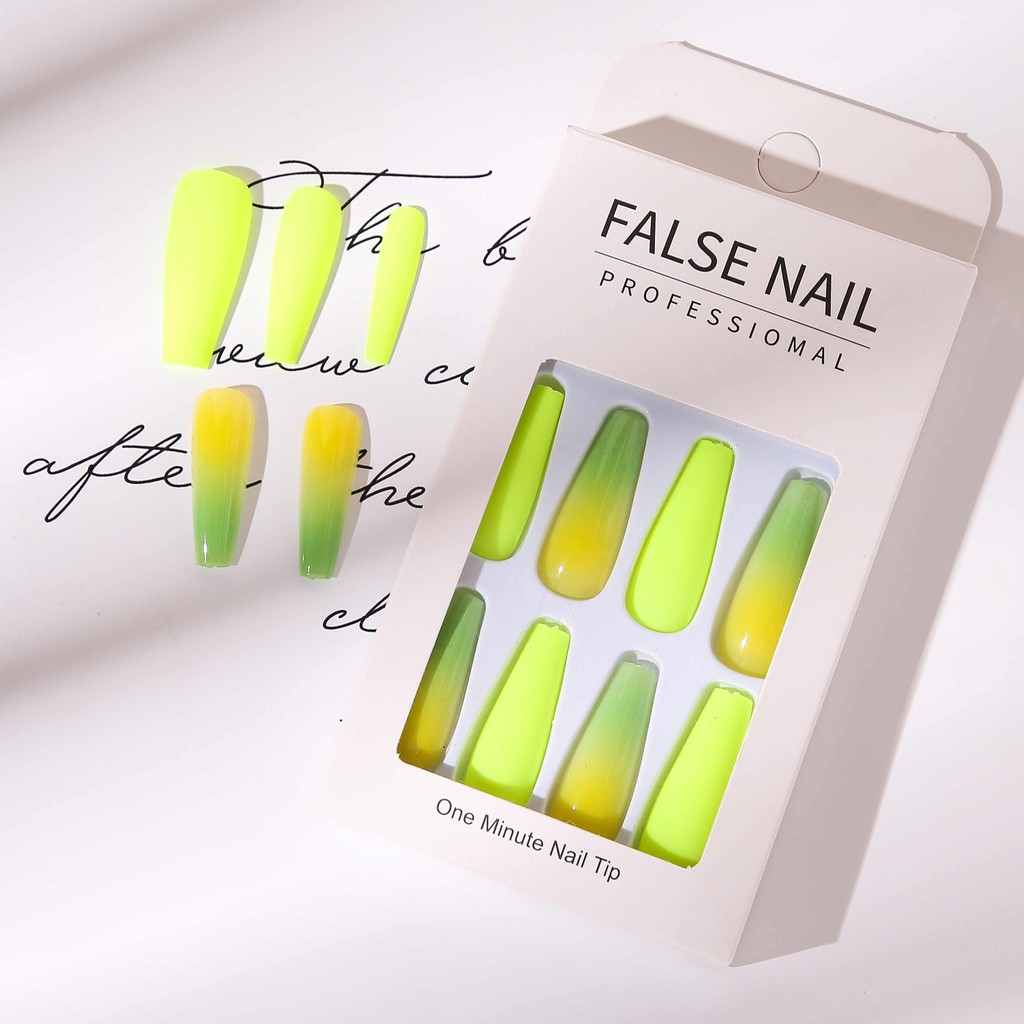 Set 24 Móng Tay Giả Siêu Dài Màu Gradient