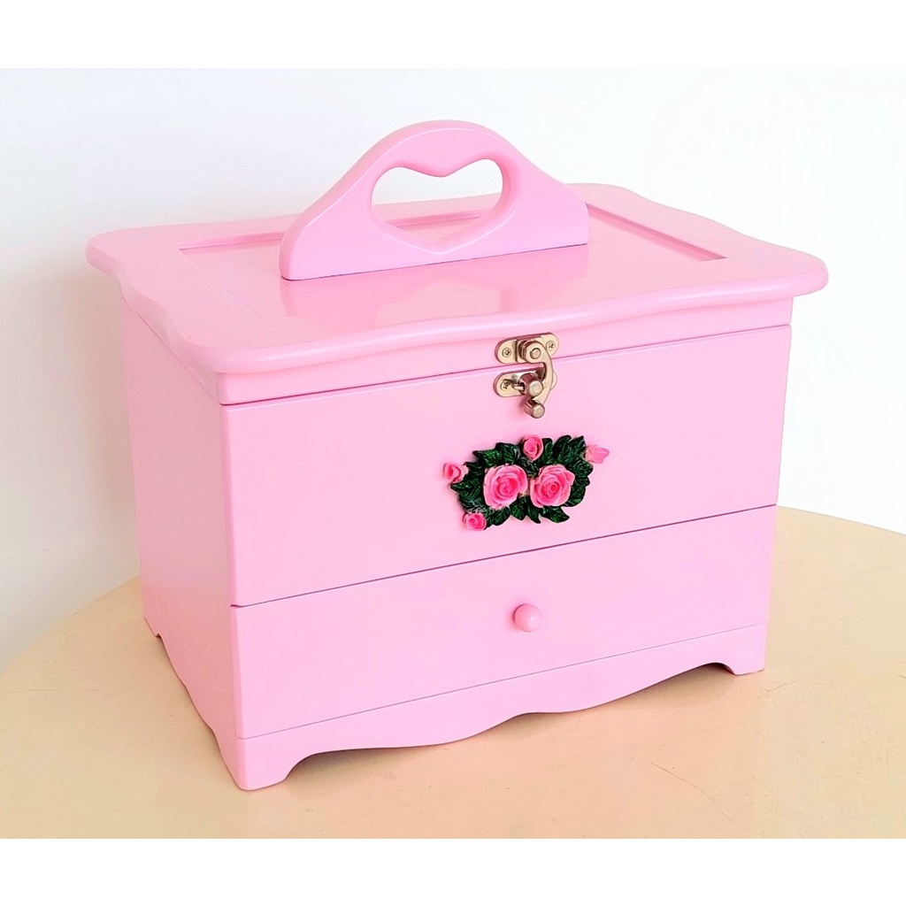 Hộp Nữ Trang Gỗ Nhiều Màu Có Gương Có Khóa Loại Lớn 28.5x21 cm - Hàng VN Xuất Khẩu