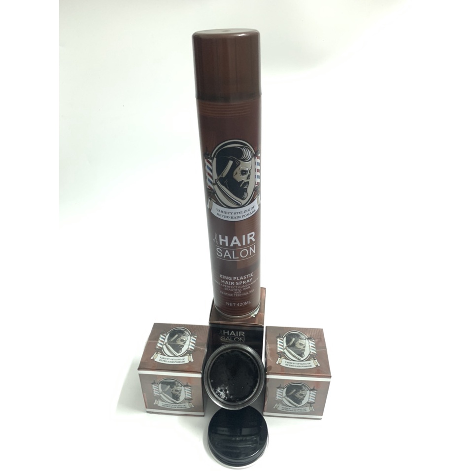 Sáp Tạo Kiểu Tóc Tóc Nam Hair Salon Variety Styling Of Retro Pomade + Gôm Xịt Tóc Hair Salon 360 Degrees King Plastic 42