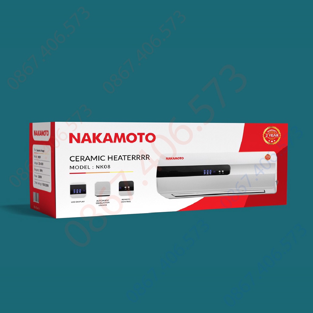 Máy sưởi gốm Nakamoto Model NK08 Bảo hành 2 năm