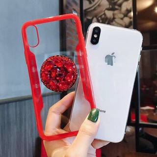 ỐP KÍNH KÈM POPSOCKET ĐÁ HOA SANG CHẢNH - CHO IPHONE